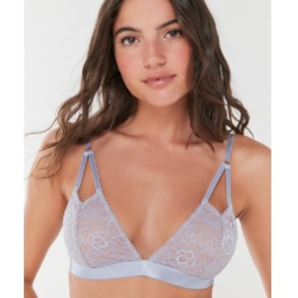 UO Out From Under Lace Strappy Triangle Lilac Bralette